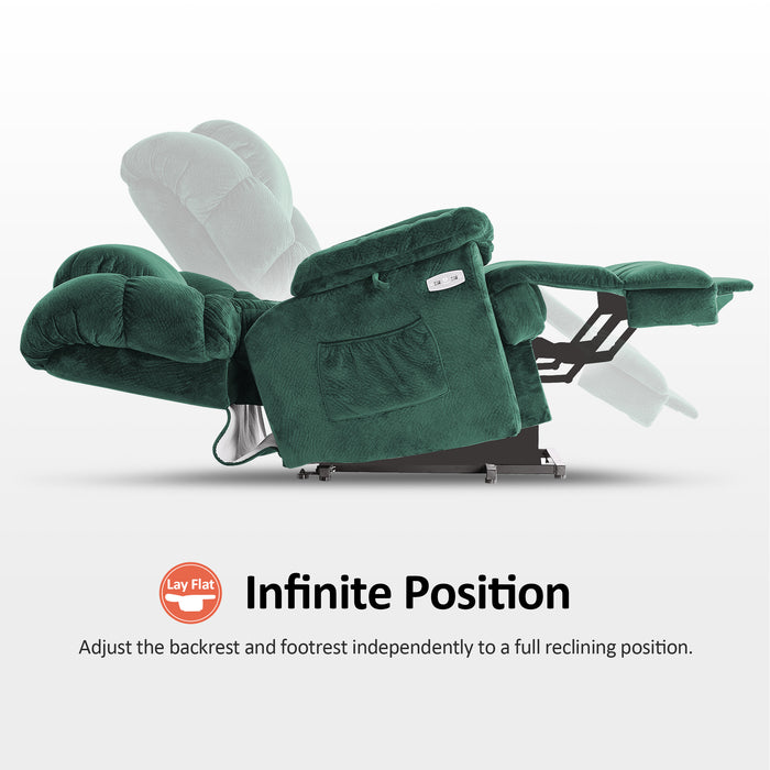 Mcombo Infinite Position Lift Chair with Power Headrest for Elderly People, Lay Flat Power Lift Recliner, Dual Motor, Extended Footrest, USB Ports, 2 Side Pockets, Fabric 7630