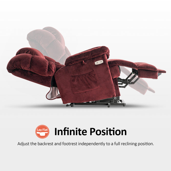Mcombo Infinite Position Lift Chair with Power Headrest for Elderly People, Lay Flat Power Lift Recliner, Dual Motor, Extended Footrest, USB Ports, 2 Side Pockets, Fabric 7630