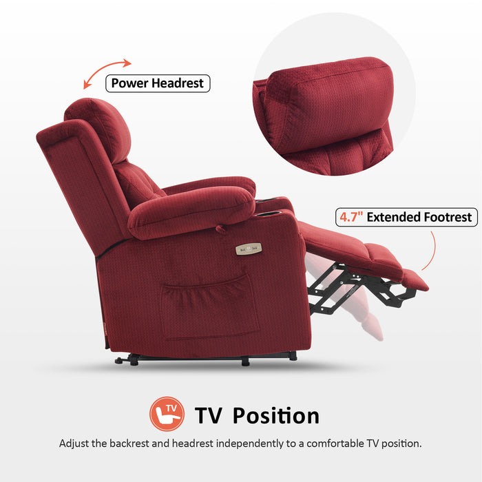 MCombo Lay Flat Lift Recliner with Power Headrest for Small Elderly People, Infinite Position Lift Chair, Massage and Heat, Fabric 7660