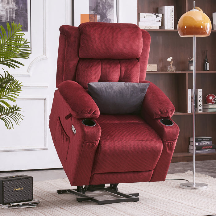 MCombo Lay Flat Lift Recliner with Power Headrest for Small Elderly People, Infinite Position Lift Chair, Massage and Heat, Fabric 7660