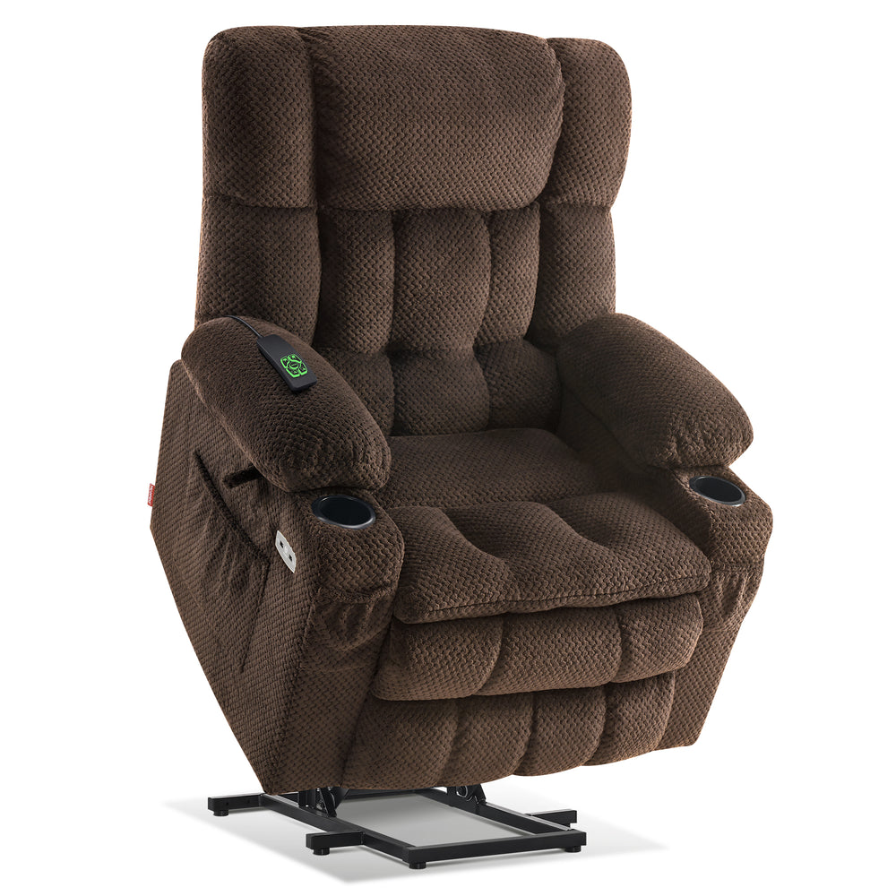 MCombo Dual Motor Power Lift Recliner Chair with Massage and Heat for Elderly People, Infinite Position, USB Ports, Cup Holders, Extended Footrest, Fabric 7890