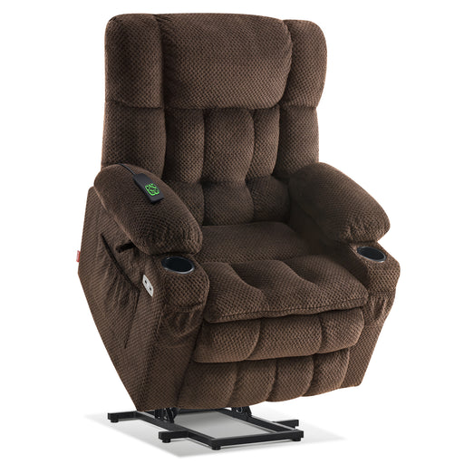 Mcombo Dual Motor Power Lift Recliner Chair with Massage and Heat for Elderly People, Infinite Position, USB Ports, Cup Holders, Extended Footrest, Fabric 7890