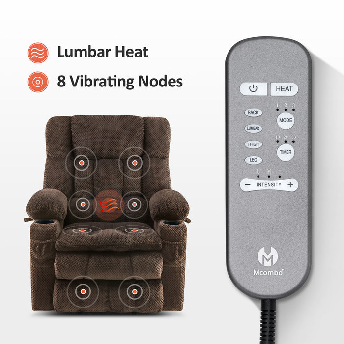 MCombo Dual Motor Power Lift Recliner Chair with Massage and Heat for Elderly People, Infinite Position, USB Ports, Cup Holders, Extended Footrest, Fabric 7890