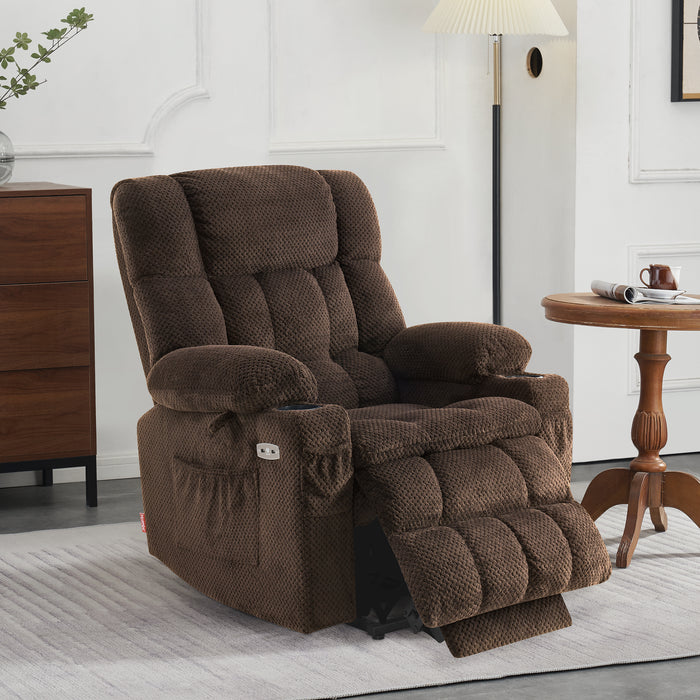 MCombo Dual Motor Power Lift Recliner Chair with Massage and Heat for Elderly People, Infinite Position, USB Ports, Cup Holders, Extended Footrest, Fabric 7890