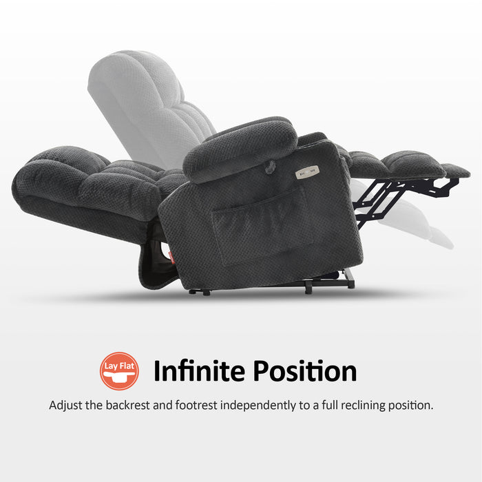 MCombo Dual Motor Power Lift Recliner Chair with Massage and Heat for Elderly People, Infinite Position, USB Ports, Cup Holders, Extended Footrest, Fabric 7890