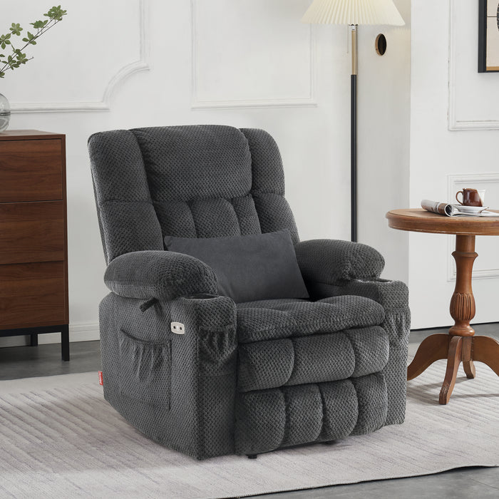 MCombo Dual Motor Power Lift Recliner Chair with Massage and Heat for Elderly People, Infinite Position, USB Ports, Cup Holders, Extended Footrest, Fabric 7890