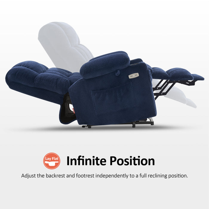 MCombo Dual Motor Power Lift Recliner Chair with Massage and Heat for Elderly People, Infinite Position, USB Ports, Cup Holders, Extended Footrest, Fabric 7890