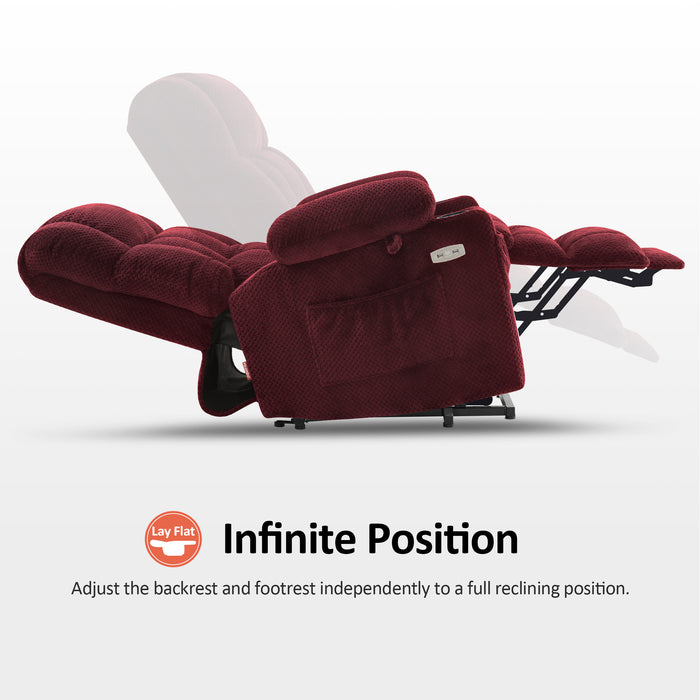 MCombo Dual Motor Power Lift Recliner Chair with Massage and Heat for Elderly People, Infinite Position, USB Ports, Cup Holders, Extended Footrest, Fabric 7890