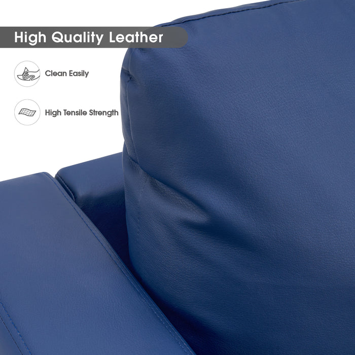 Mcombo Modern Accent Chair, Club Armchair with Metal Legs, Faux Leather Single Sofa Chairs for Living Room Bedroom Office LW654
