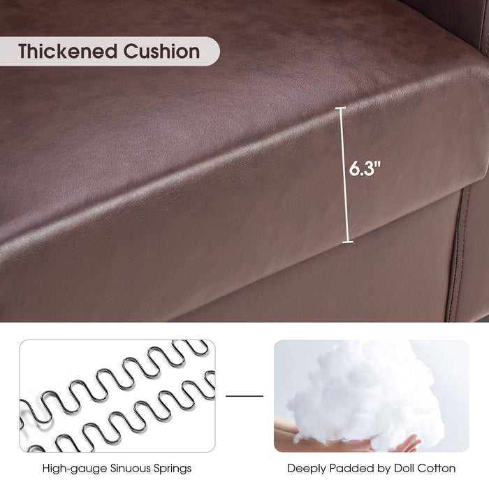 Mcombo Modern Accent Chair, Club Armchair with Metal Legs, Faux Leather Single Sofa Chairs for Living Room Bedroom Office LW654