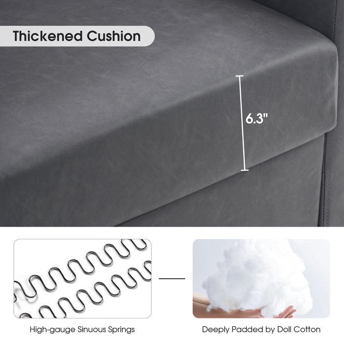 Mcombo Modern Accent Chair, Club Armchair with Metal Legs, Faux Leather Single Sofa Chairs for Living Room Bedroom Office LW654