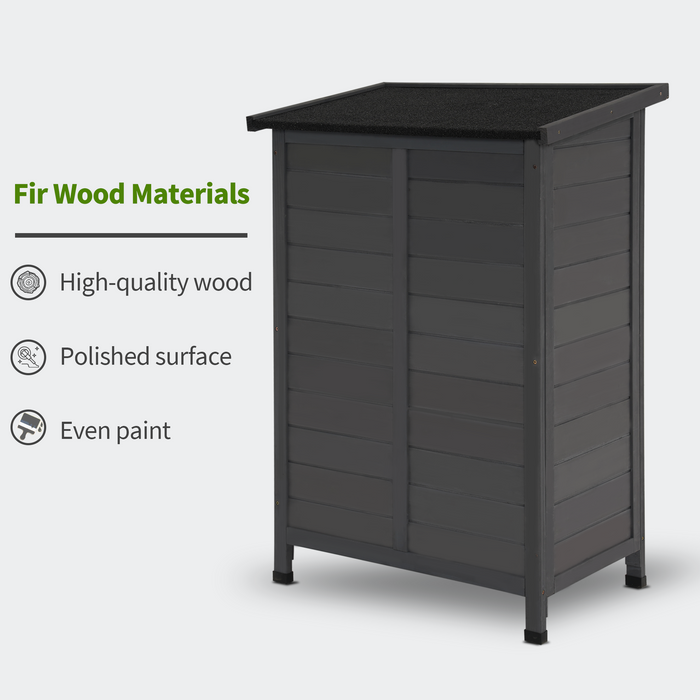 Mcombo Outdoor Wood Storage Cabinet, Small Size Garden Wooden Tool Shed with Double doors, Outside Tools Cabinet for Backyard (24.6”x 18.3”x38.2”) 6059-0985CR