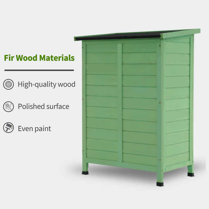 Mcombo Outdoor Wood Storage Cabinet, Small Size Garden Wooden Tool Shed with Double doors, Outside Tools Cabinet for Backyard (24.6”x 18.3”x38.2”) 6059-0985CR