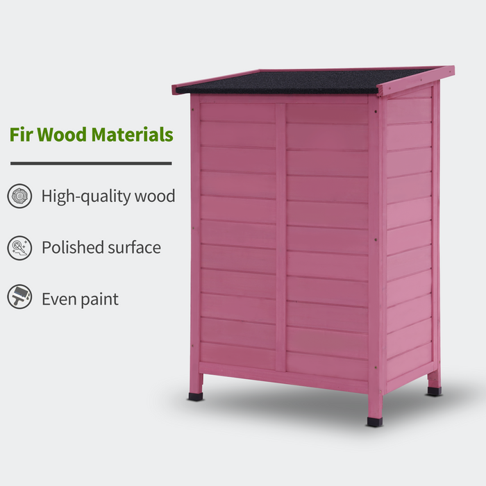 Mcombo Outdoor Wood Storage Cabinet, Small Size Garden Wooden Tool Shed with Double doors, Outside Tools Cabinet for Backyard (24.6”x 18.3”x38.2”) 6059-0985CR