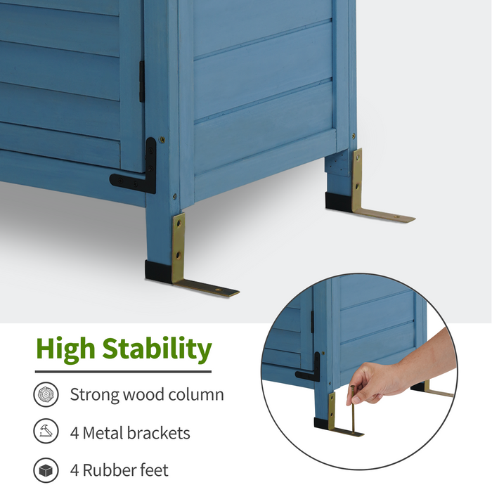 Mcombo Outdoor Wood Storage Cabinet, Small Size Garden Wooden Tool Shed with Double doors, Outside Tools Cabinet for Backyard (24.6”x 18.3”x38.2”) 6059-0985CR