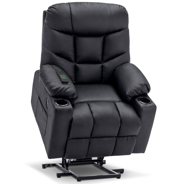 Mcombo Power Lift Recliner Chair for Elderly, 3 Positions, 2 Side Pockets and Cup Holders, USB Ports, Faux Leather 7288