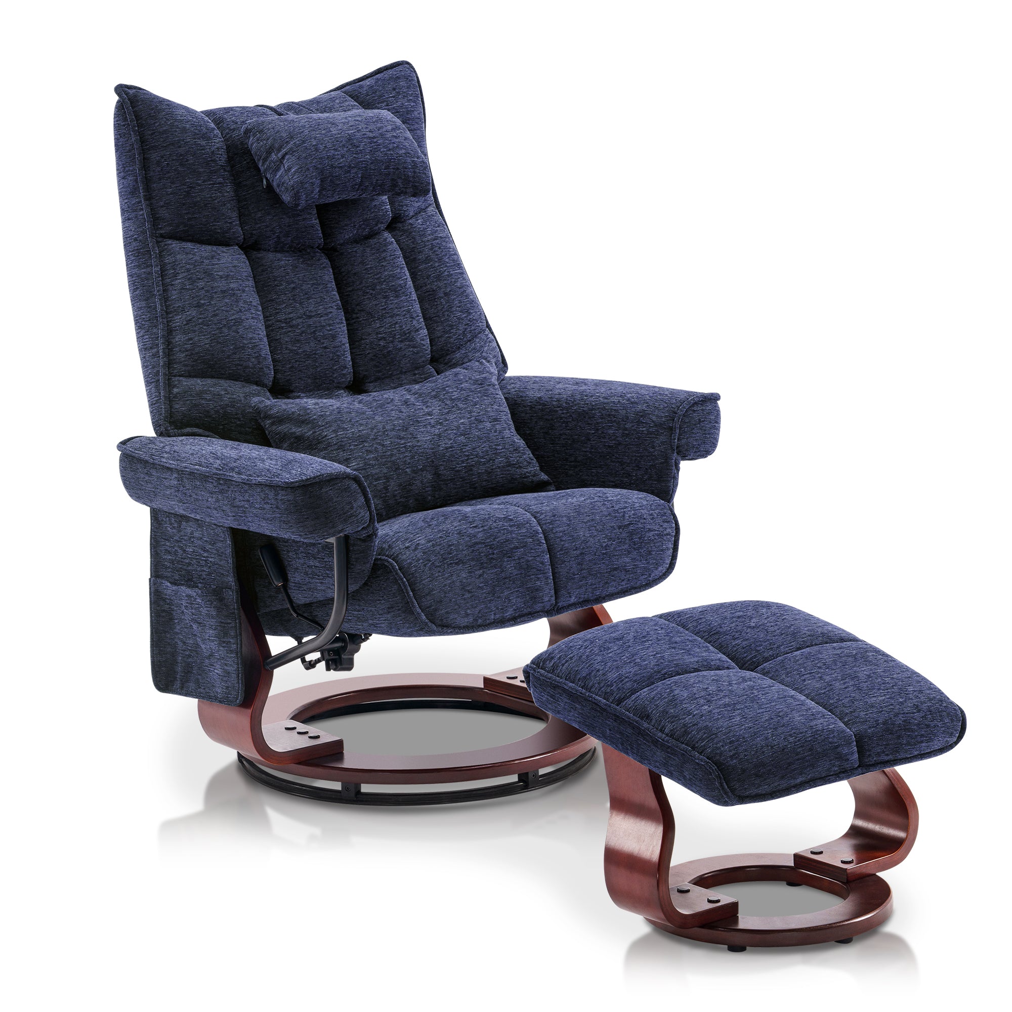 Swivel Recliner with Ottoman, with Massage, Fabric 4188 – MCombo