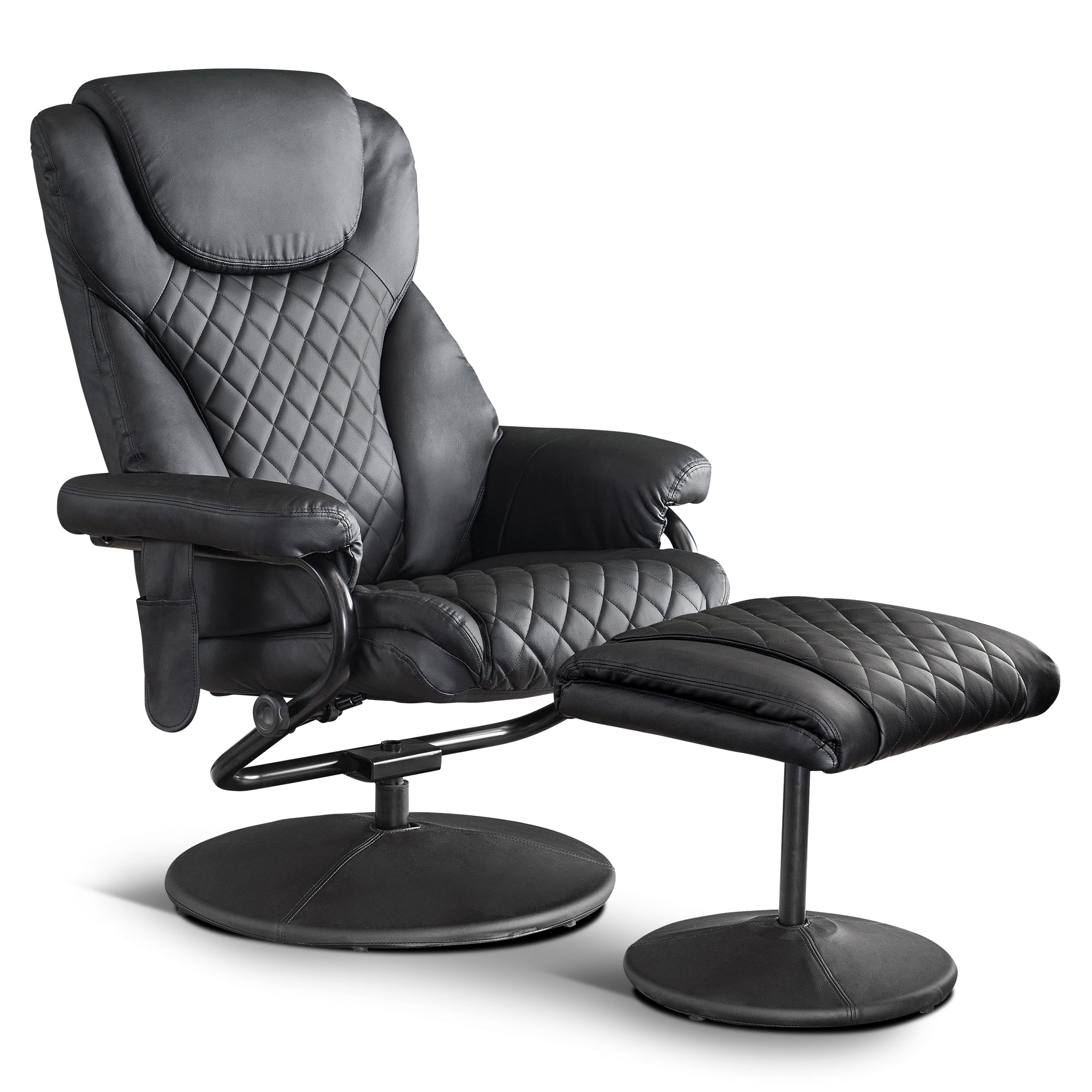 Mcombo Recliner with Ottoman Reclining Chair with Massage 360 Swivel Living Room Chair Faux Leather 4901 Dark Brown Mcombo Recliner with Ottoman Reclining Chair with Massage 360 Swivel Living Room Chair Faux Leather 4901 Dark Brown