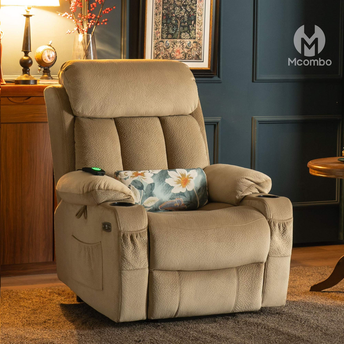 Mcombo Large Power Lift Recliner Chair with Extended Footrest for Big and Tall Elderly People, USB Ports, Fabric 7426