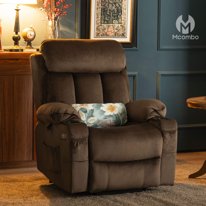 Mcombo Large Power Lift Recliner Chair with Extended Footrest for Big and Tall Elderly People, USB Ports, Fabric 7426