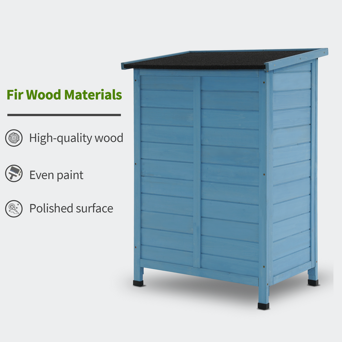 Mcombo Outdoor Wood Storage Cabinet, Small Size Garden Wooden Tool Shed with Double doors, Outside Tools Cabinet for Backyard (24.6”x 18.3”x38.2”) 6059-0985CR