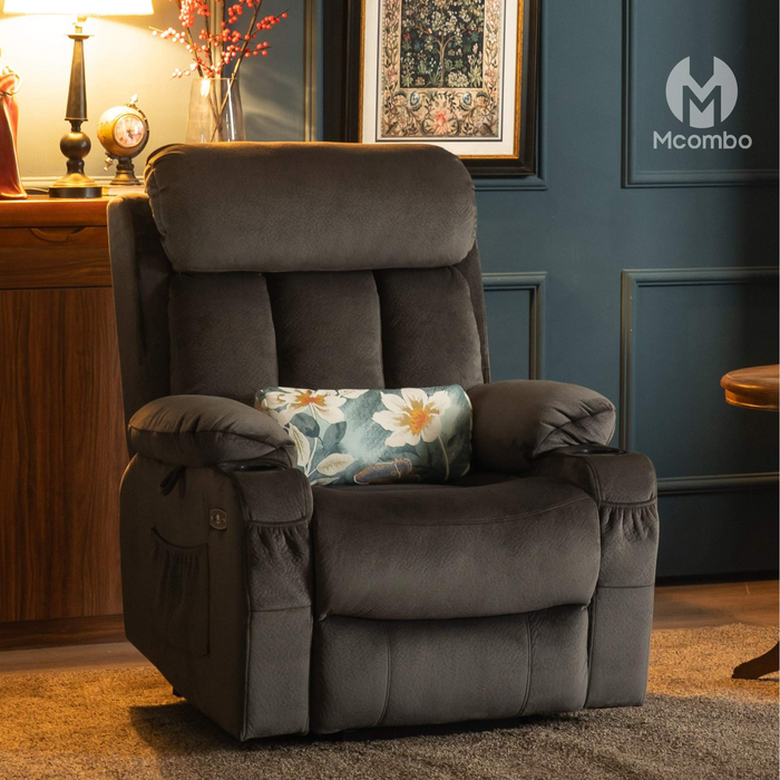 Mcombo Large Power Lift Recliner Chair with Extended Footrest for Big and Tall Elderly People, USB Ports, Fabric 7426
