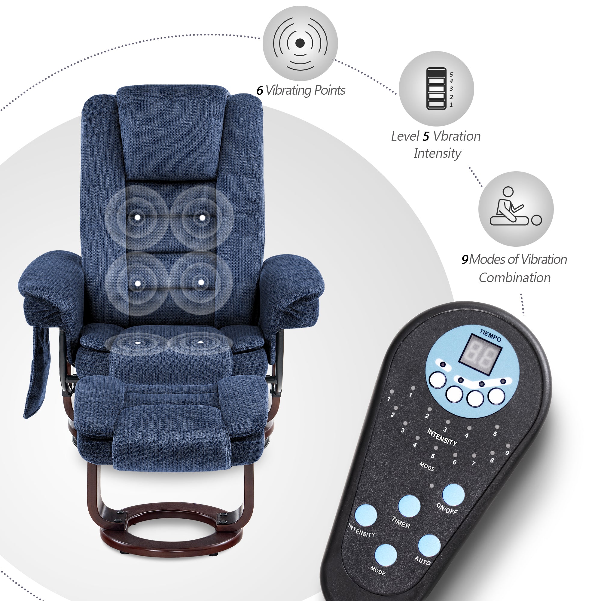 Swivel Recliner with Ottoman, Fabric 9099