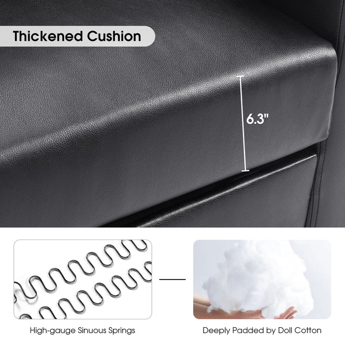 Mcombo Modern Accent Chair, Club Armchair with Metal Legs, Faux Leather Single Sofa Chairs for Living Room Bedroom Office LW654