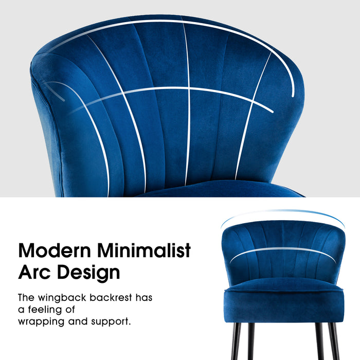 Mcombo Modern Accent Chair, Velvet Tufted Wingback Club Chairs, Leisure Upholstered Side Chair with Wood Legs, Comfy Shell Chair Vanity Chair for Living Room Bedroom Reception 4720