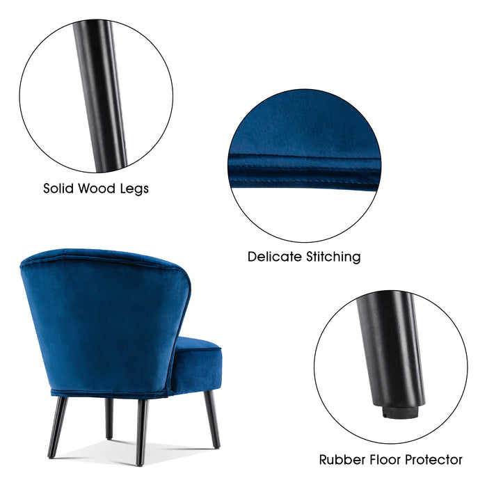 Mcombo Modern Accent Chair, Velvet Tufted Wingback Club Chairs, Leisure Upholstered Side Chair with Wood Legs, Comfy Shell Chair Vanity Chair for Living Room Bedroom Reception 4720