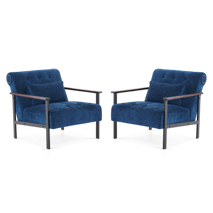 MCombo Modern Accent Chairs Set, Chenille Upholstered Armchair, Ergonomics Lounge Chair for Living Room HQ417