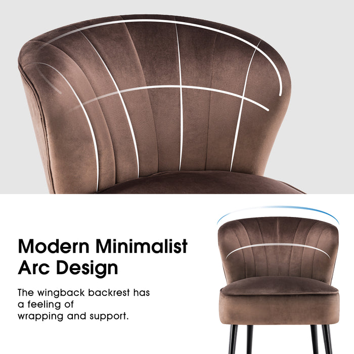 Mcombo Modern Accent Chair, Velvet Tufted Wingback Club Chairs, Leisure Upholstered Side Chair with Wood Legs, Comfy Shell Chair Vanity Chair for Living Room Bedroom Reception 4720