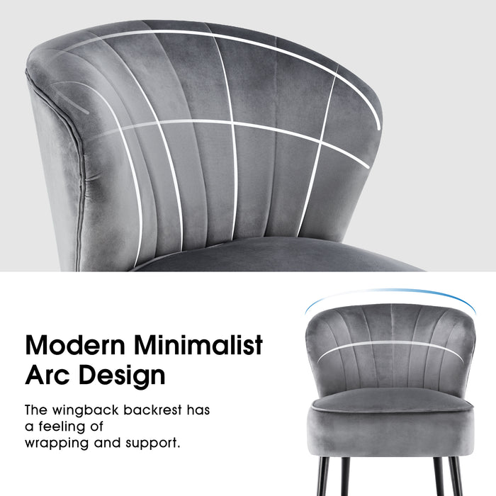 Mcombo Modern Accent Chair, Velvet Tufted Wingback Club Chairs, Leisure Upholstered Side Chair with Wood Legs, Comfy Shell Chair Vanity Chair for Living Room Bedroom Reception 4720