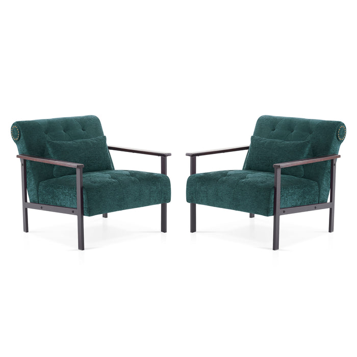 MCombo Modern Accent Chairs Set, Chenille Upholstered Armchair, Ergonomics Lounge Chair for Living Room HQ417