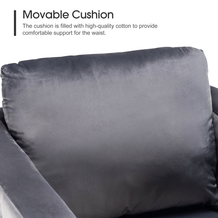 Mcombo Velvet Accent Club Chair, Upholstered Tufted Button Single Sofa Chair, with Silver Metal Legs, Modern Armchair for Living Room Bedroom 4066