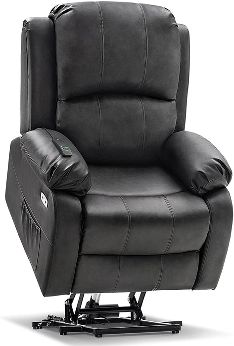 Mcombo Small Power Lift Recliner Chair with Massage and Heat for Petite Elderly People, 3 Positions, USB Ports, Faux Leather 7409