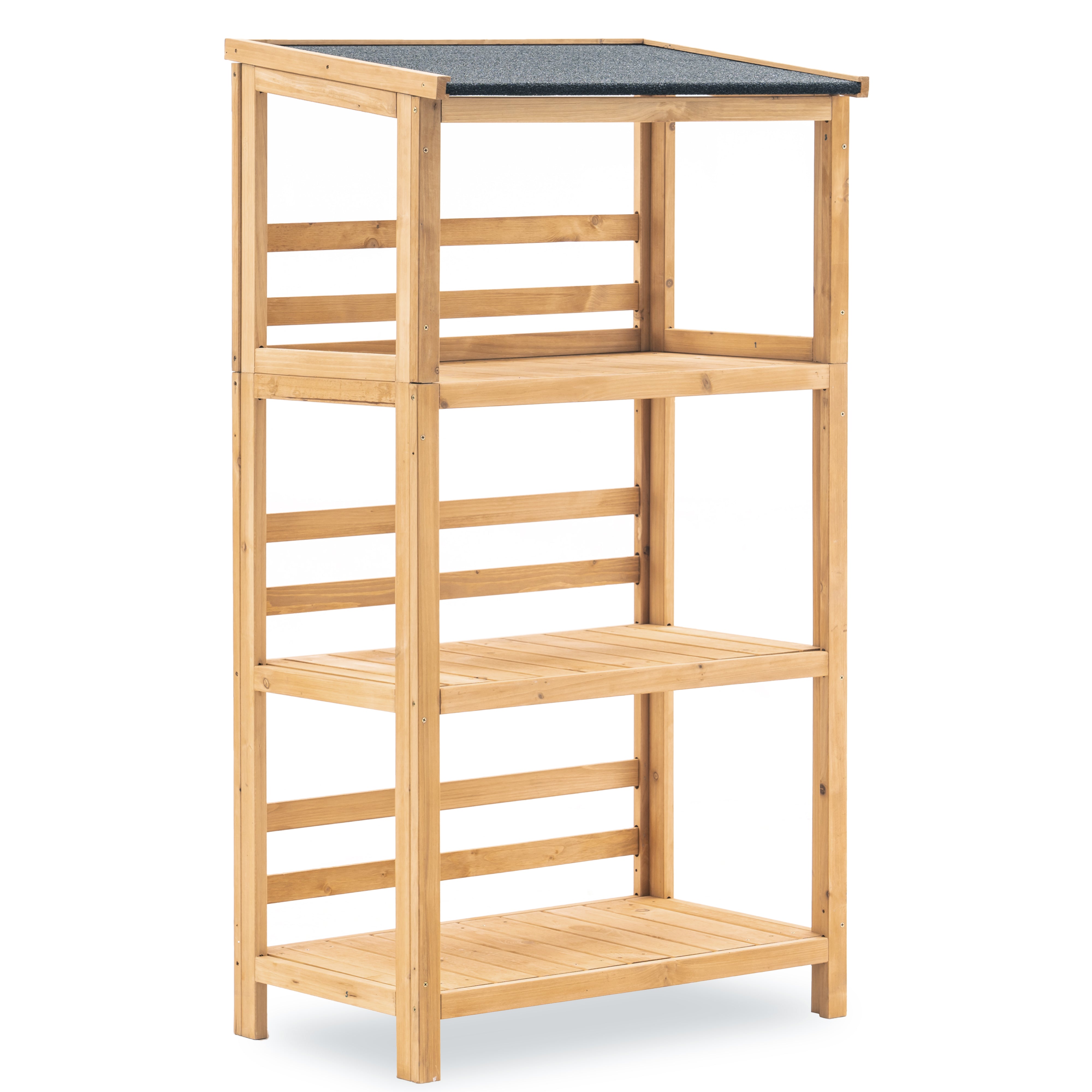 outdoor plant shelves and racks Outdoor Wood Garden Shelf with Roof, 1333 – MCombo