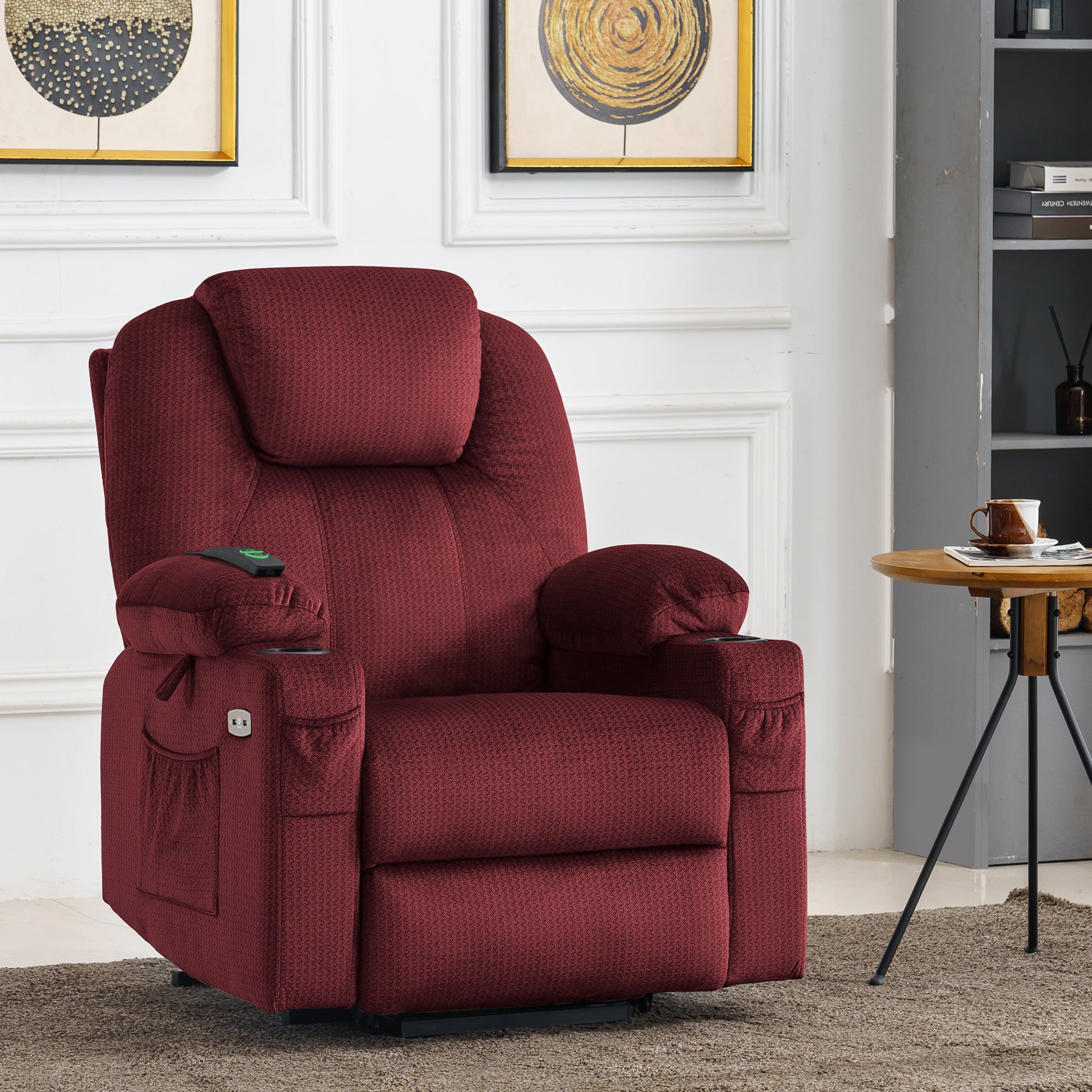 Power Lift Recliner Chair for Elderly, Massage and Heat, Fabric 7040|7516|7141