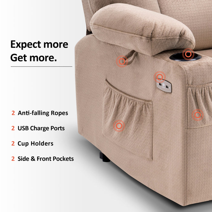 Mcombo Small Power Lift Recliner Chair with Massage and Heat for Short Elderly People, Fabric 7569