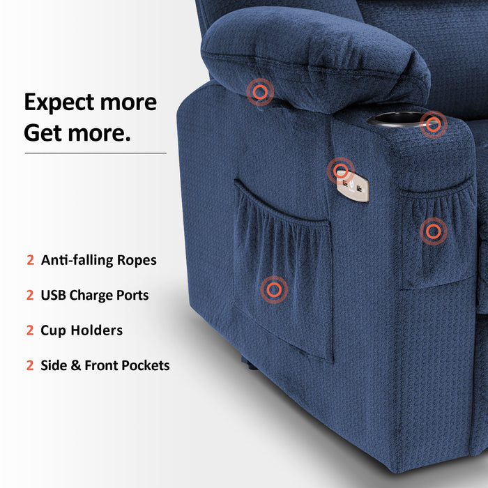 Mcombo Small Power Lift Recliner Chair with Massage and Heat for Short Elderly People, Fabric 7569