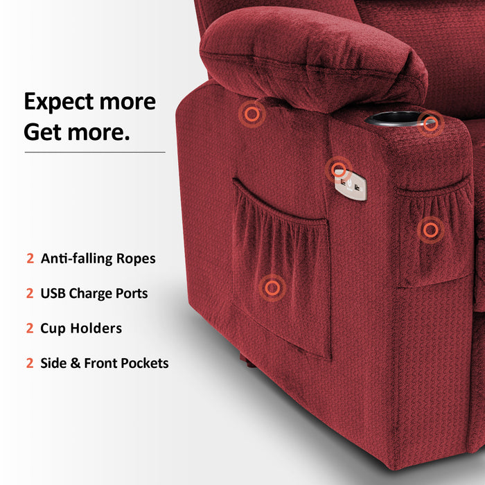 Mcombo Small Power Lift Recliner Chair with Massage and Heat for Short Elderly People, Fabric 7569