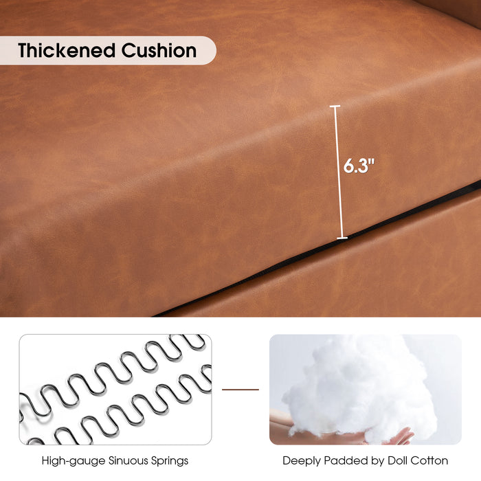 Mcombo Modern Accent Chair, Club Armchair with Metal Legs, Faux Leather Single Sofa Chairs for Living Room Bedroom Office LW654