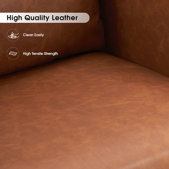 Mcombo Modern Accent Chair, Club Armchair with Metal Legs, Faux Leather Single Sofa Chairs for Living Room Bedroom Office LW654