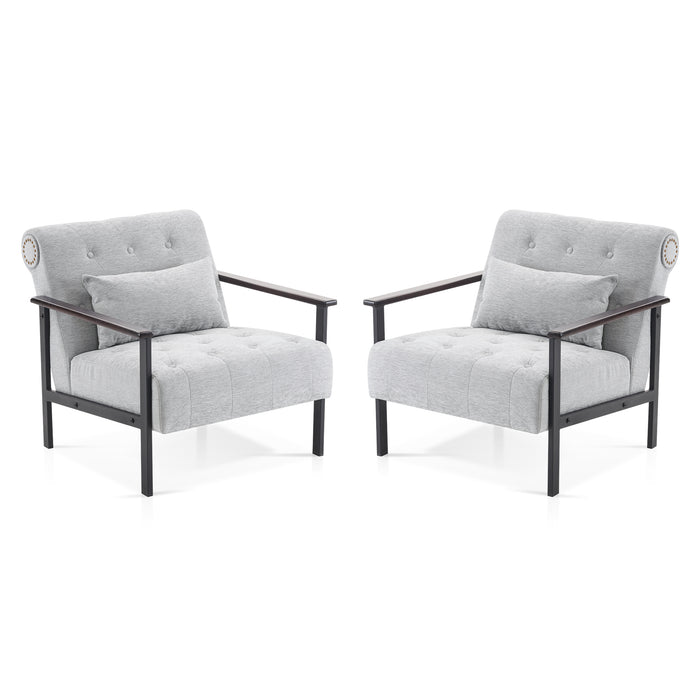 MCombo Modern Accent Chairs Set, Chenille Upholstered Armchair, Ergonomics Lounge Chair for Living Room HQ417