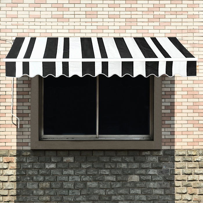 MCombo 13x8 10x8 12x10 FT Manual Retractable Patio Window Awning Commercial Grade - Quality 100% 280G Polyester Sunshade Shelter Outdoor Canopy Aluminum Frame