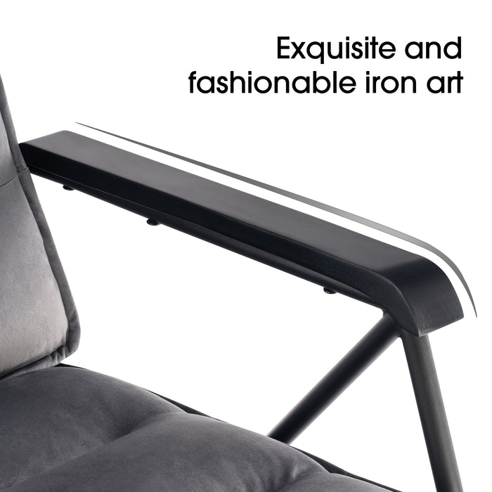 Mcombo Accent Chair with Ottoman, Velvet Modern Tufted Curved Backrest Club Chair, Upholstered Leisure Chairs with Metal Legs for Bedroom Living Room 4750/4747