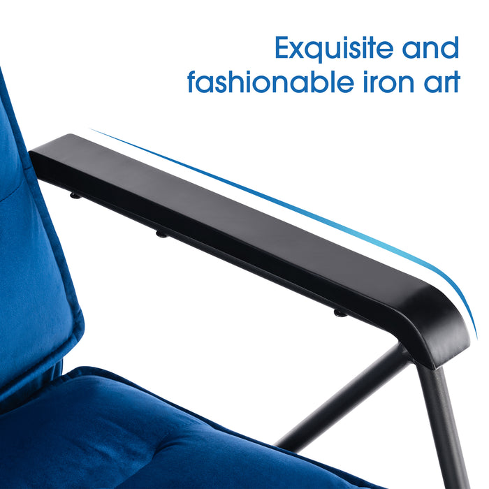 Mcombo Accent Chair with Ottoman, Velvet Modern Tufted Curved Backrest Club Chair, Upholstered Leisure Chairs with Metal Legs for Bedroom Living Room 4750/4747