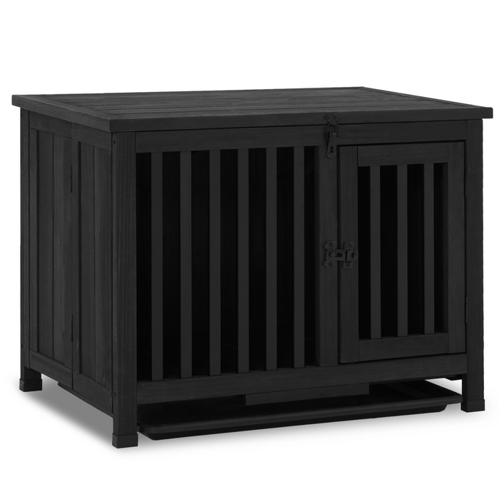Mcombo Wooden Dog Crate Furniture End Table with Door, No Assembly Portable Foldable Pet Crate Dog Kennel Indoor with Removable Tray