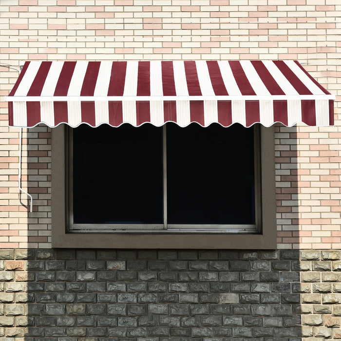 MCombo 13x8 10x8 12x10 FT Manual Retractable Patio Window Awning Commercial Grade - Quality 100% 280G Polyester Sunshade Shelter Outdoor Canopy Aluminum Frame