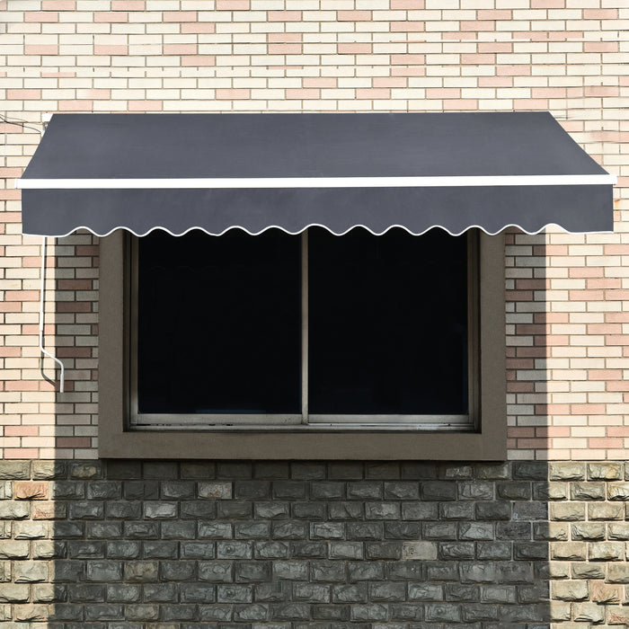 MCombo 13x8 10x8 12x10 FT Manual Retractable Patio Window Awning Commercial Grade - Quality 100% 280G Polyester Sunshade Shelter Outdoor Canopy Aluminum Frame